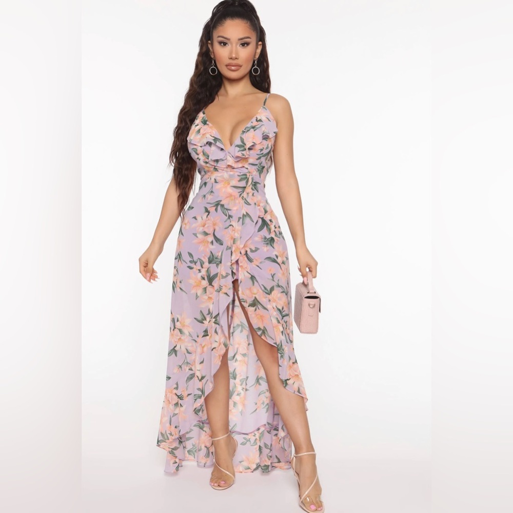 Fashion Nova Lilac Purple Floral Maxi Dress
